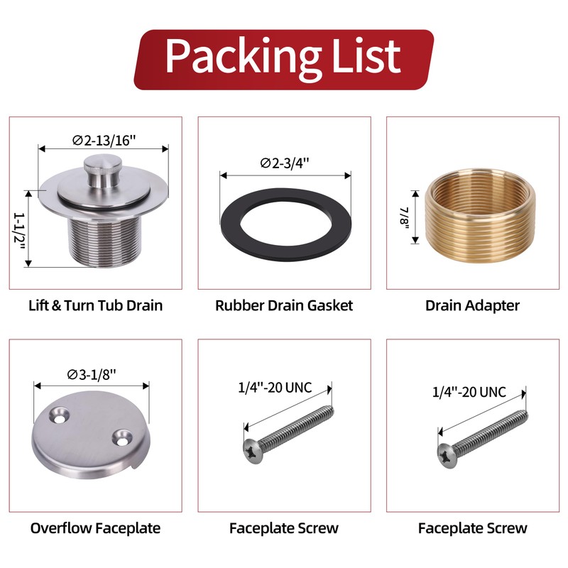 PRIMSOPH Lift Turn Tub Drain Trim Kit with Two Hole