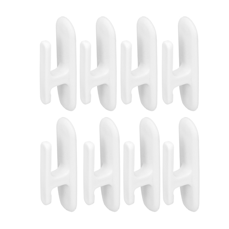 8Pcs Wall Self Adhesive Curtain Hooks White Reusable Plastic Curtain