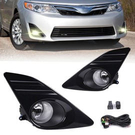 Shocklight Fog Lights Assembly Compatible With 2012 2013 2014 Camry Front Bumper Lamps w/Harness and Switch 1 Pair of Fog Lamps Left and Right Side Clear Lens