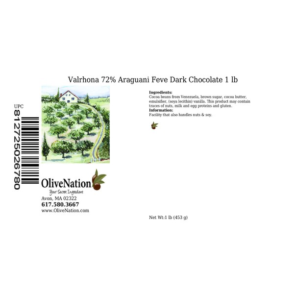 Valrhona 72% Araguani Dark Chocolate Feves from Olive Nation, 16 Oz