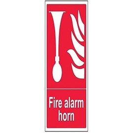V Safety Fire Alarm Horn Sign - 200mm x 300mm - 1mm Rigid Plastic