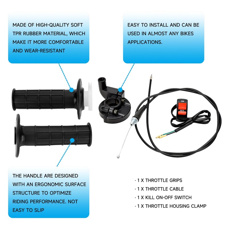 HIAORS 7/8" 22mm Twist Throttle Cable Handle Kit for Predator