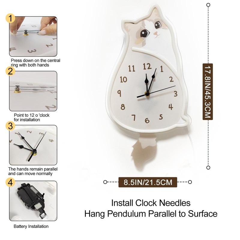 Ragdoll Cat LED Lighted Clock with Swaying Tail - Neon