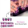 Extra Short Press on Nails Purple Fake Nails with Astronaut