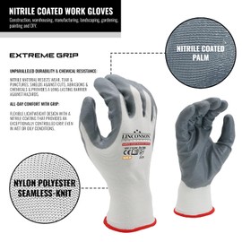 linconson 12 Pack Extreme Grip Lightweight Nitrile Coated Construction & Mechanics Work Gloves (White (12 Pack), Medium)