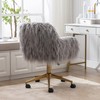 SSLine Faux Fur Vanity Chair Modern Grey Furry Makeup Desk