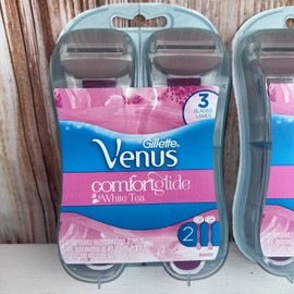 Gillette Venus Comfortglide 3 Blade Disposable Razors White Tea 2PK x 2Ct