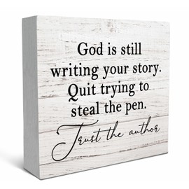 SRADMO God Is Still Writing Your Story, Prayer Room Decor,Bible Verse Decor, Christian Decor Wooden Box Sign Decoration For Home Office, Inspirational Signs Shelf Table Decor