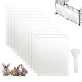 12Pcs Pet Cage Liner Protection, Clear Edge Guard, Bunny Cage Urine Guard, Edge Liner Guinea Pig Side Lining Small Animal Cage 10.2'' x 8.3'' Habitat Siding Ferret Scatter Guard with 100PCS Ties