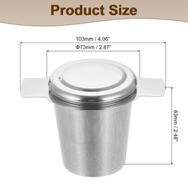 sourcing map 1 Pcs Tea Infuser Filter, Fine Mesh Loose Tea Steeper, Stainless Steel Tea Strainer with Handle for Brew Loose Leaf Tea, Silver