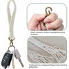 Artisoul Key Chain Short Bracelet Braided Keyring Macrame Lanyard, beige,