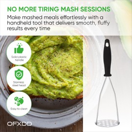 Single Manual Potatoes Chickpea Masher - Hand Stainless Smasher for Food - Steel Handle Tool for Vegetable Potato Mash