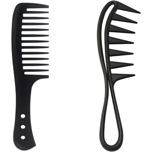 2-Pack Wide Tooth Combs – Anti-Static Curl Combs for Long,