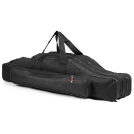 doorslay Fishing Rod Case Three Layers Fishing Rod Bag Oxford Portable Folding Fishing Pole Bag Outdoor Waterproof Tackle Storage Travel Bags Carry Organizer for Fishing Camping Hiking