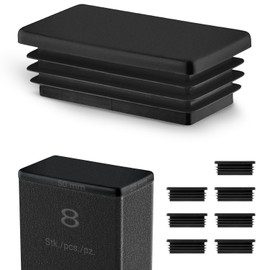EMFA Lamellar Plugs 50 x 25 mm for Rectangular Tube - Black Plastic Rectangular Plugs 25 x 50 - End Caps Pipe Plugs 5 x 2.5 cm - Pack of 8