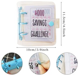 $1000 Money Saving Challenge Binder with Cash Envelopes Portable Budget Binder Book Organizer Cash Envelopes for Cash Stuffing (Pink)
