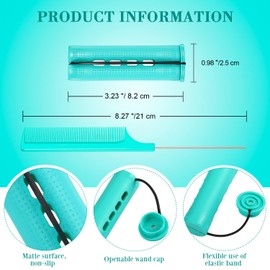24 Pieces Hair Perm Rods Cold Wave Rods Plastic Perming Rods Curlers Hair Rollers with Steel Pintail Comb Rat Tail Comb Tools for Hairdressing Styling(Green,0.98 Inches)