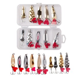 OriGlam 10pcs Metal Fish Hooks Spoon Metal Fishing Lures Spoon Lures Sequins Bait Fishing Spoon Fishing Tackle Tool, Fishing Lures Metal Spoons Hard Baits