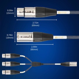 XLR Splitter Cable, Devianl XLR y Splitter 3 Female to 1 Male, Balanced Dual Female to Male Microphone Cord Adapter Combiner, 6 FT