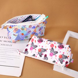 Soft Eyeglass Cases for Women Men Sunglasses Case with Clip Glasses Holder With Cleaning Cloth (Double zipper pouch- Happy childhood)