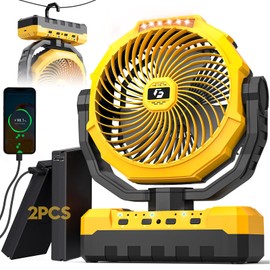 24000mAh Detachable Battery Camping Fan - 3-in-1 Portable Camping Fans with LED & Remote - 4 Speeds Battery Operated Outdoor Fan for Tent,Office,Jobsite,Workshop,Travel