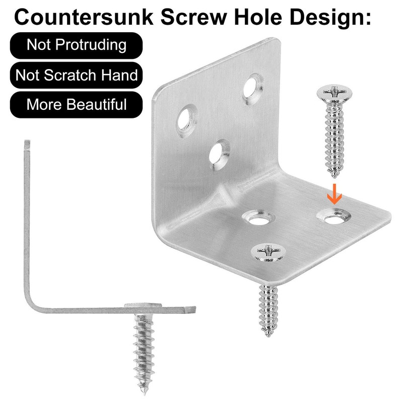 64 PCS Sliver Corner Brace, Stainless Steel 38MM X 30MM