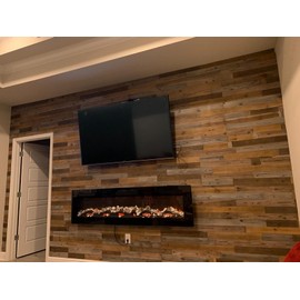 Holydecot Peel & Stick Real Wood Planks, Rustic Reclaimed Barn Wood Paneling, Brown Gray Combinations, 10.5 sq. ft