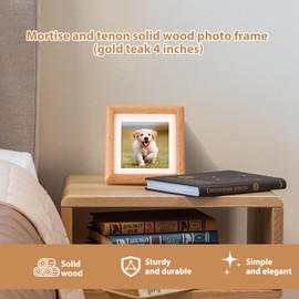 Wooden Photo Frame,4 Inch Wood Picture Frames with Mortise and Tenon Structure,10 X 10 CM Photo Frames with Glass Picture Frame to Hang Portrait or Landscape for Tabletop or Wall Display