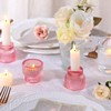 12pcs Pink Taper Candle Holders, Glass Candlestick Holders, Tea Light