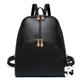 DEERWORD Women's Backpack Bags Women Elegant Bag City Backpack Handbag Vintage PU Leather 3020 1-Piece Set, Black V3, Adjustable strap