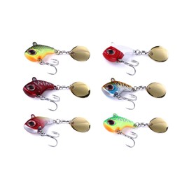 TUXIBIN Artificial Lures, 6 Pieces Fishing Lures, Spinner, Artificial Bait, Spinner Bait, Jig Spinner Set, Fishing Hooks for Bass, Trout, Pike, Walleye, Catfish, Chub 6-3/13g