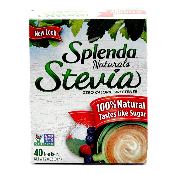 SPLENDA Naturals Stevia Sweetener: No Calorie, All Natural Sugar Substitute w/ No Bitter Aftertaste. 40ct Single Serve Granulated Packets (Pack of 1)