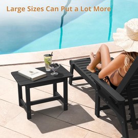 LUE BONA Outdoor Side Table, HDPS Large Size Outdoor Table, Adirondack Side Table, Outside End Table for Patio, Porch, Beach, Garden, Weather Resistant/Easy Maintenance/Indoor or Outdoor Use, Black