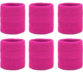 VIKY Pack of 6 Sweatband Wrists, Sweatband Wrist Sports, Wrist Bandages, Cotton Sweatband Wrist Wide Fitness Arm Sweatband for Football Basketball Tennis Gymnastics