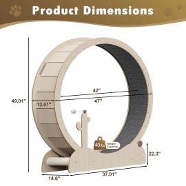 Segawe Wooden Cat Exercise Wheel 47" Large Cat Treadmill Wheel for Indoor Cats