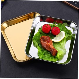 Mikinona 1pc Rustproof Stainless Steel BBQ Plate Food Serving Plate for Gatherings Birthdays Weddings and Restaurants for Home and Outdoor Use