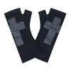 Black Cross Silver 100% Merino Wool Fingerless Gloves, Hand Printed