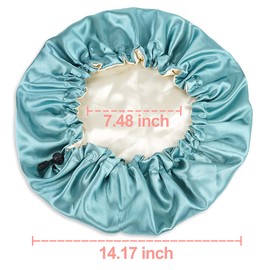 CHORHA Satin Sleep Cap,Double-Sided Adjustable Sleep Bonnet,Bonnet Cap for Sleep (Green)
