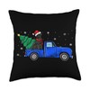 Christmas Black Labrador Retriever Riding Truck Lab Throw Pillow