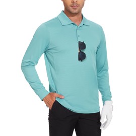 JWM Men's Long Sleeve Golf Polo Shirts - Athletic Casual Travel Performance Collar Shirts Lightweight Quick Dry UPF50