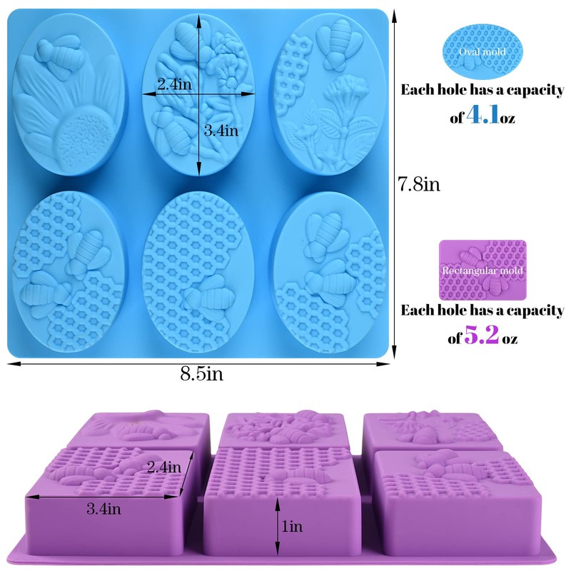 Sakolla Sakolla 2 Pack 6 Cavity Bee Silicone Soap Molds