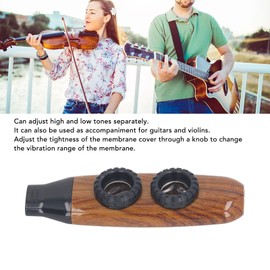 Kazoo Flute for Adults, Dual Hole Flute, Adjustable Musical Wind Instrument with Diaphragm for Playing Performance Gifts (Wood Color)
