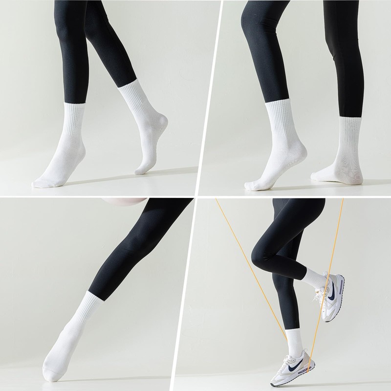 BONANGEL Women's Yoga Socks, 4Pairs-Coffee+Brown+Beige+White