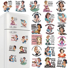 Dazoratix Vintage Fridge Magnets Decorative - 20 Pcs Funny Retro Family Locker Refrigerator Magnetic Decorations Cool Kitchen Home Office Whiteboard Stickers Decor Gifts for Women Cabinet Car Supplies