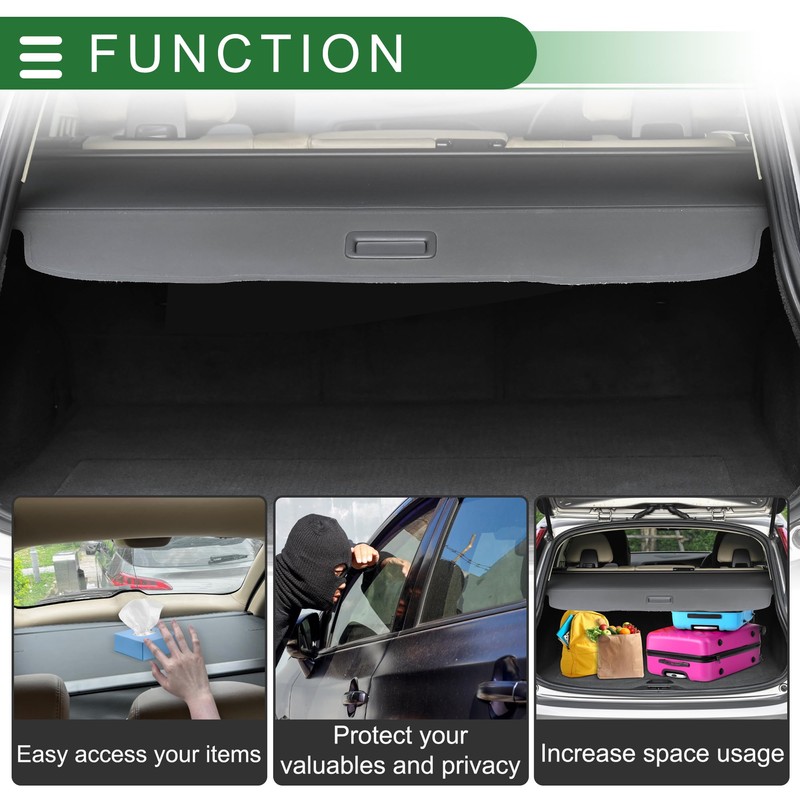 Car Trunk Retractable Cargo Cover for Jeep Compass 2017-2024 Aluminum