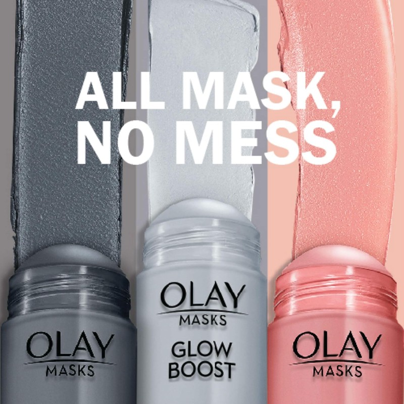 Mascarillas faciales de Olay, arcilla de carbón facial, brillo Boost