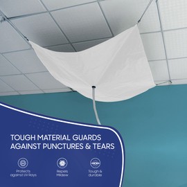 Tarps Now Ceiling Leak Drainage Tarp (10' x 20') with Draining Flange and D-Ring - Rain Catcher Roof Sealant Leak Diverter Waterproof Tarp - Easy Hanging and Reusable Roof Rain Diverter, White