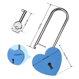 Gradleen Single Heart Lock with Key 3.5 Inches,50mm Love Padlock Rubber Painting Blue Metal Love Lock for Lovelock Bridge,Card Box,Jewelry Box,Diary Book,Handbag