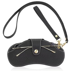 Soft Leather Sunglasses Bag Pouch Slim Glasses Case Holder Glasses Organizer Travel Eyewear Sleeve for Women Men（Black)
