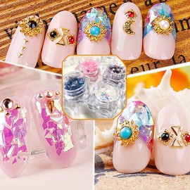 Minejin Nail Art Glitter Foil Slice Glass Broken Piece Stickers Decoration Decal Tips 12 colors
